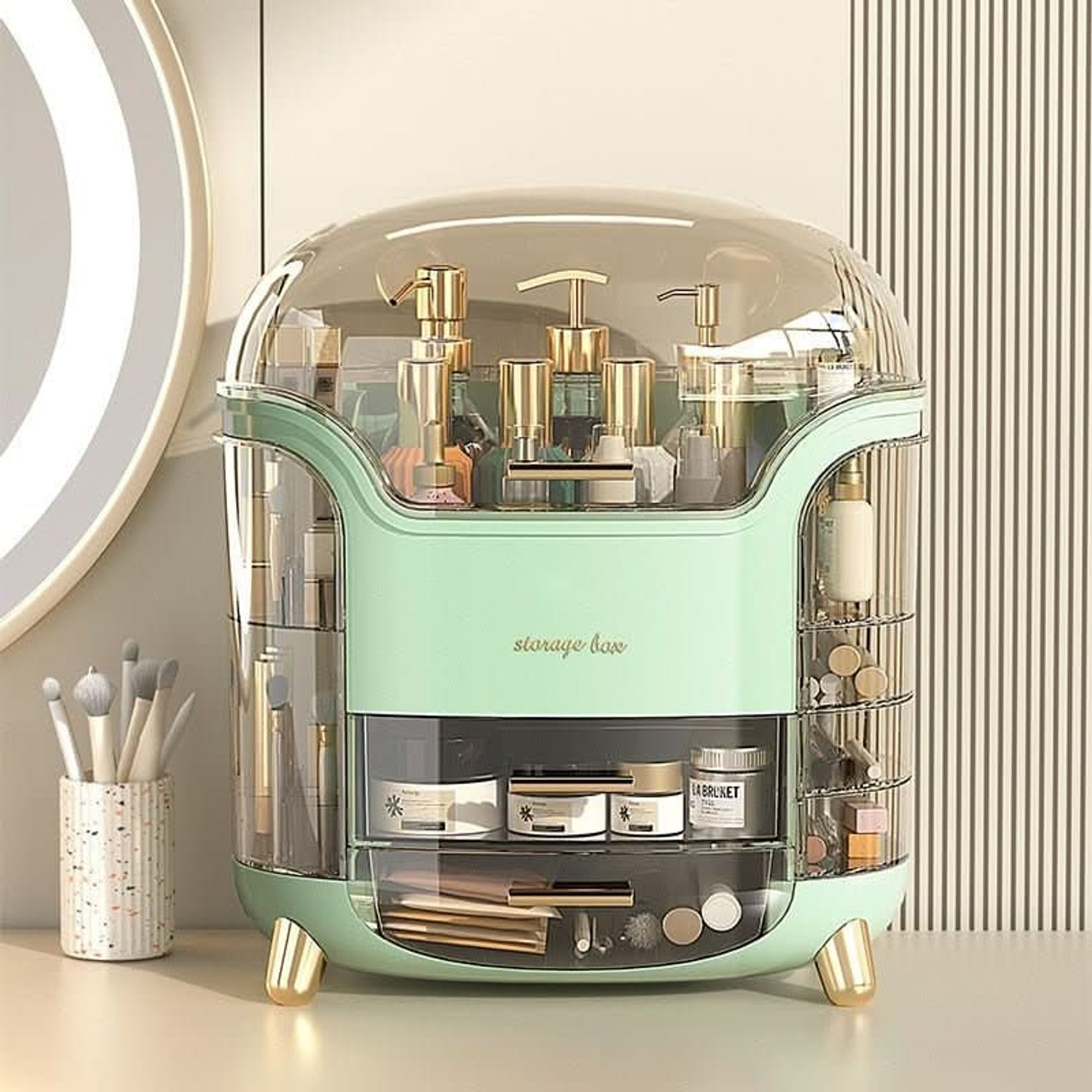 Makeup Organizer With Dustproof Waterproof Lid For Cosmetics - Image 2