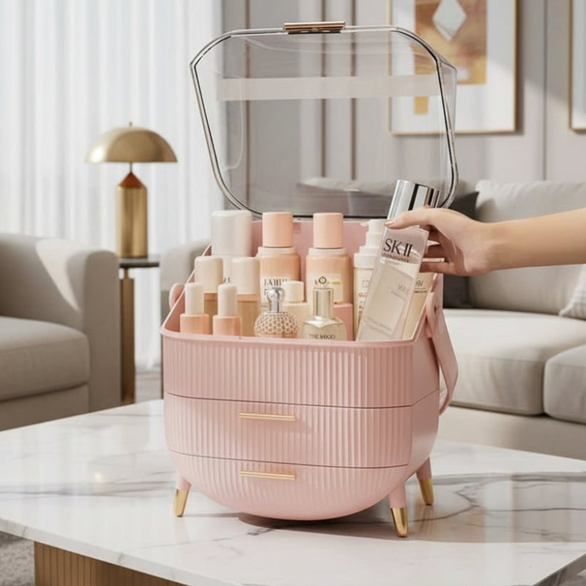Makeup Organizer With Dustproof Waterproof Lid For Cosmetics - Image 6
