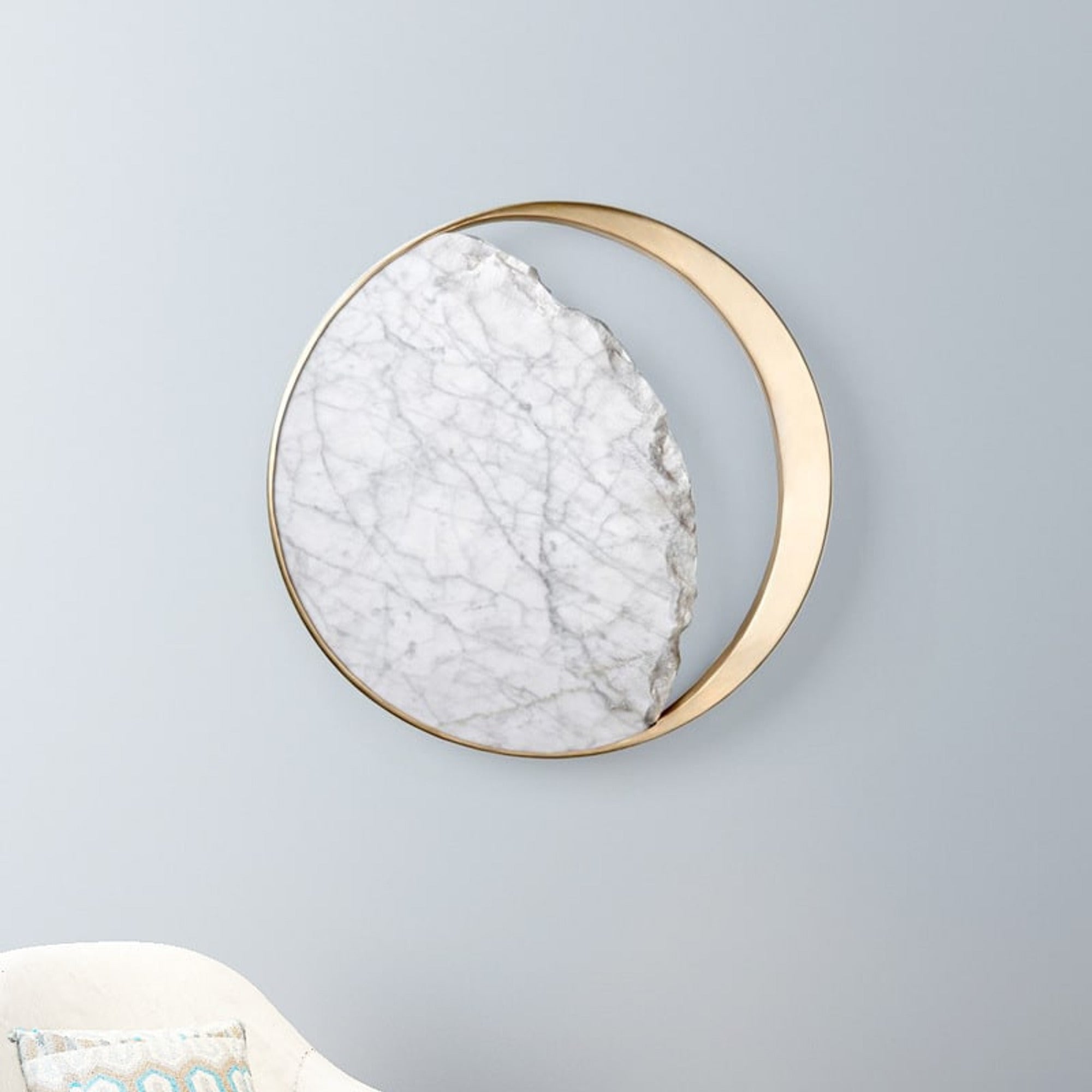 Marble Accent Sconces With Copper Ring Detail - Image 1