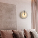 Marble Wall Lights With Black Circle Shades - Image 1