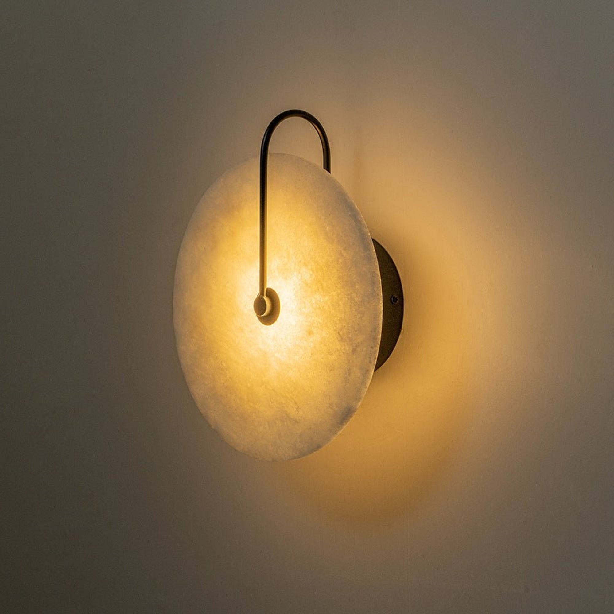 Marble Wall Lights With Black Circle Shades - Image 13