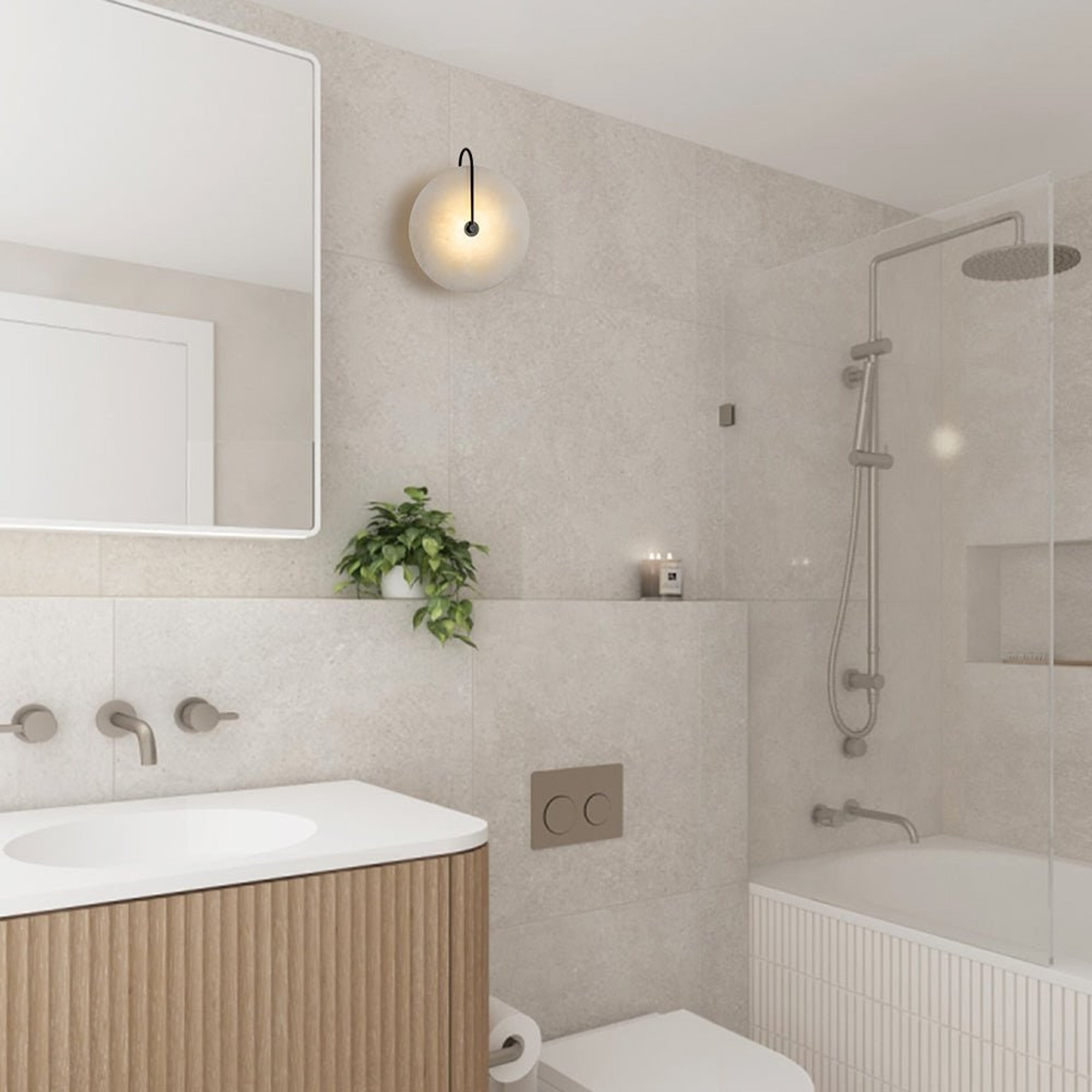 Marble Wall Lights With Black Circle Shades - Image 2