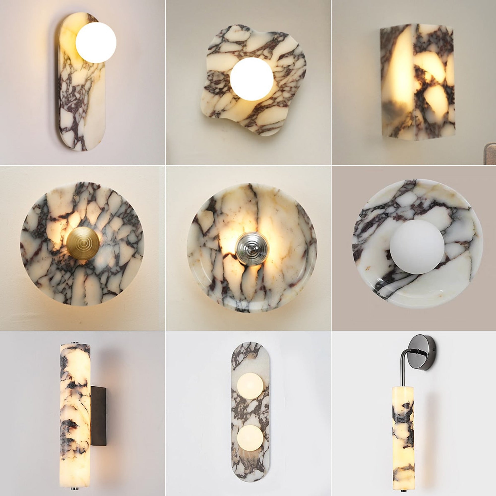 Marble Wall Lights With Cube Stone Shade - Image 1