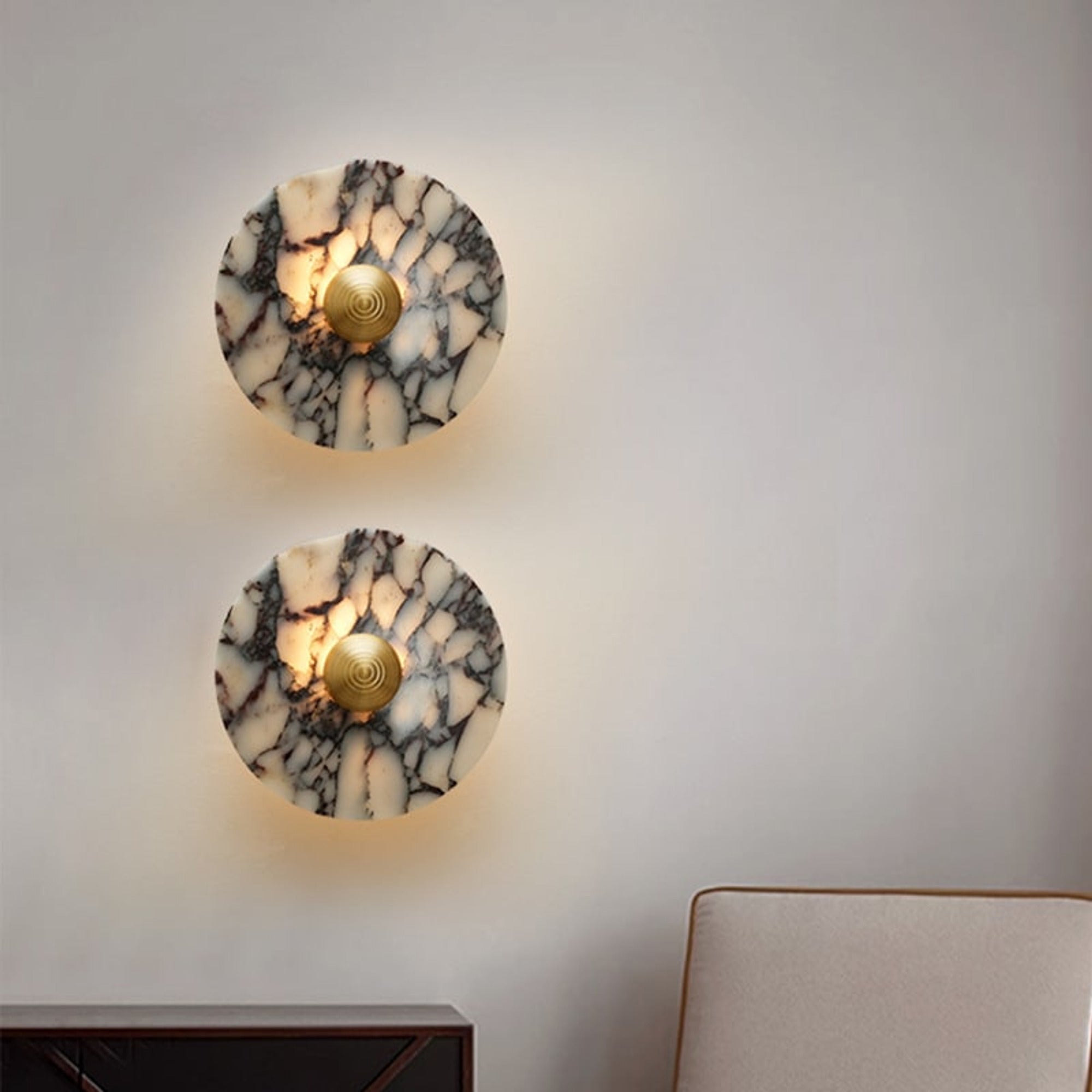 Marble Wall Lights With Cube Stone Shade - Image 4