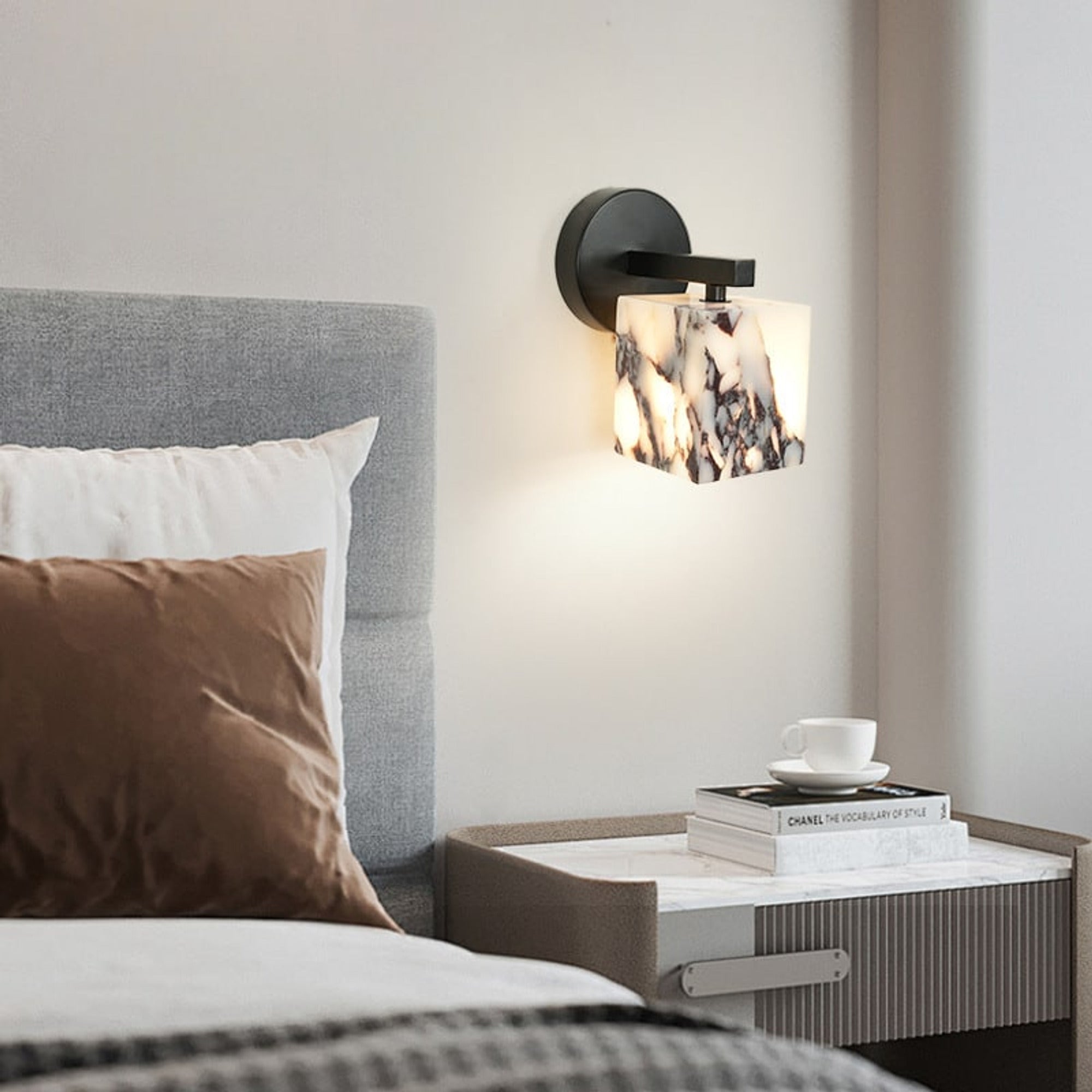 Marble Wall Lights With Cube Stone Shade - Image 6