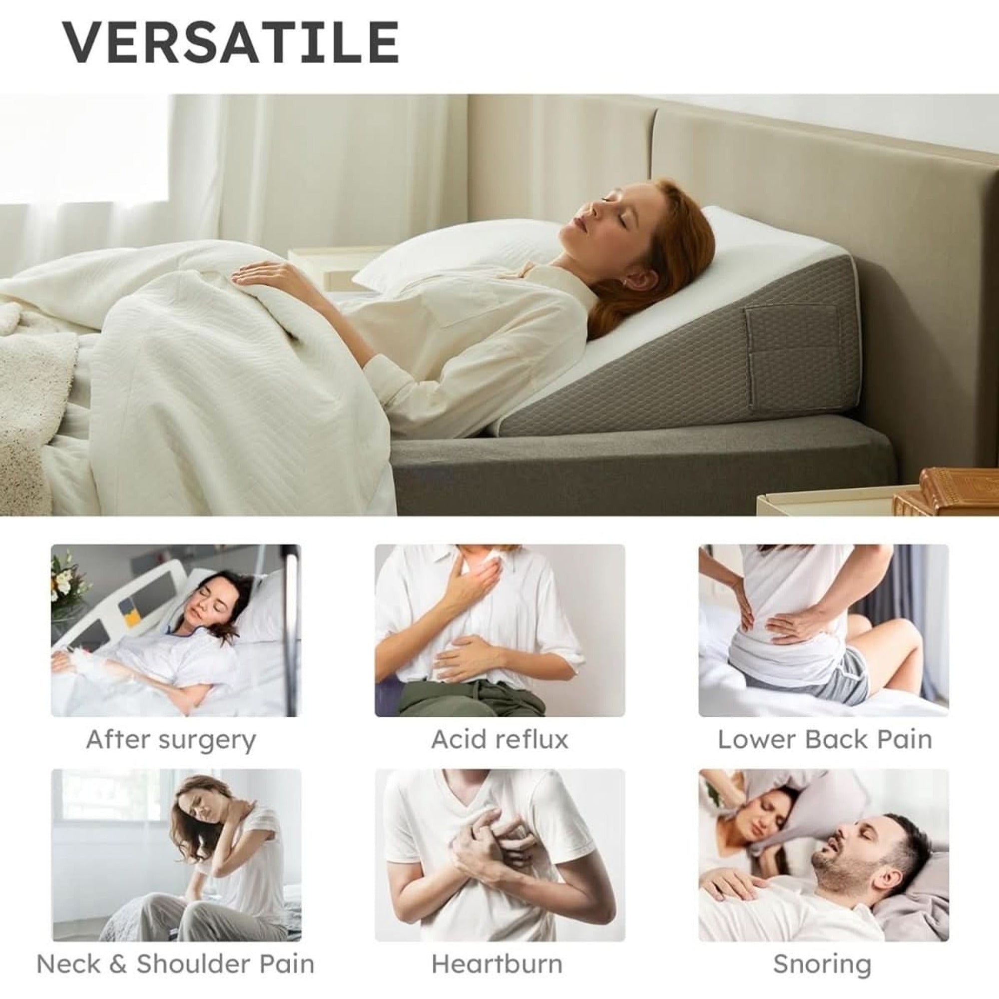 Memory Foam Wedge Pillow With Cooling Gel Cover - Image 5