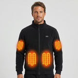 Men's Heated Fleece Jacket With Stand Collar Full Zip Seals In Heat And Blocks Wind - Image 1