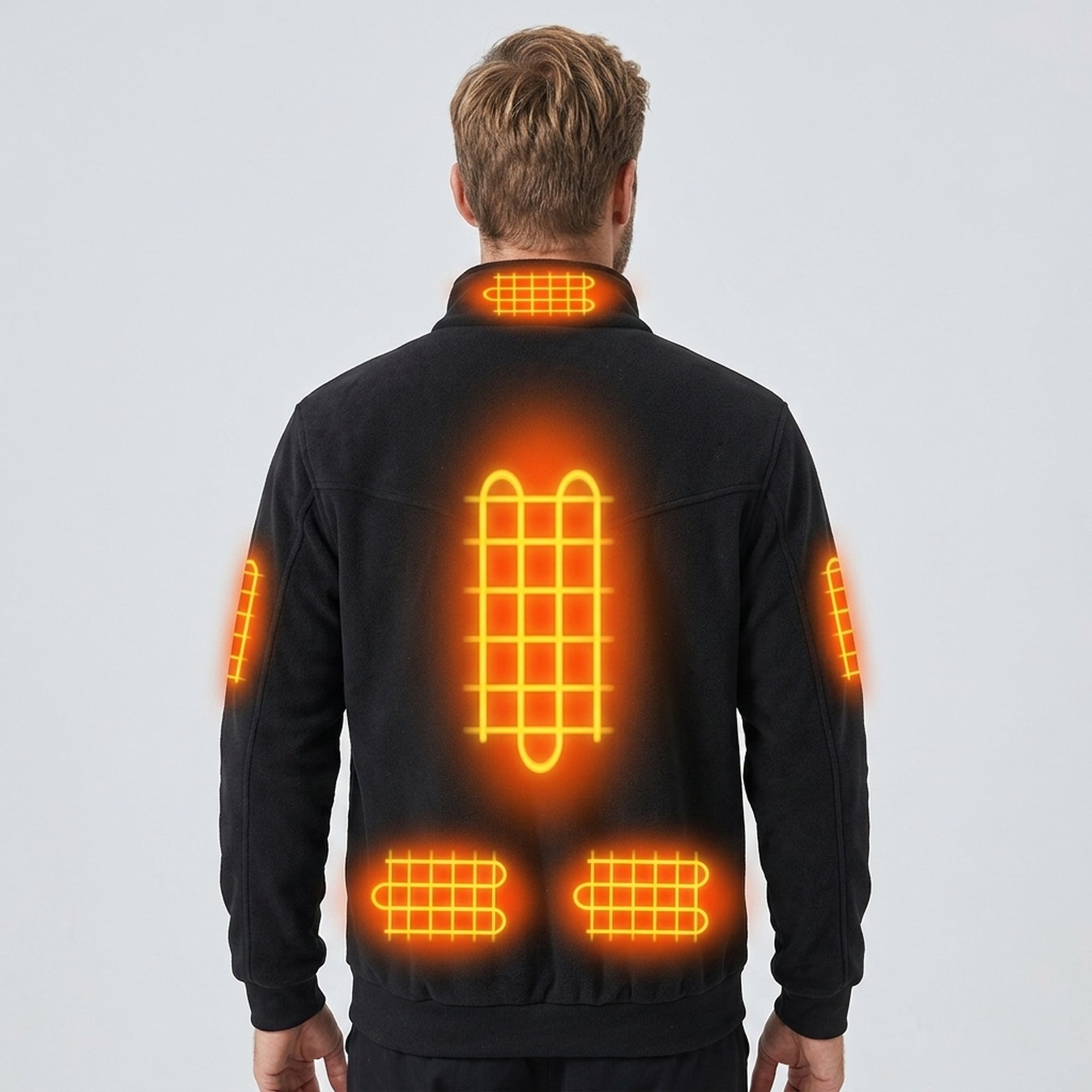 Men's Heated Fleece Jacket With Stand Collar Full Zip Seals In Heat And Blocks Wind - Image 2