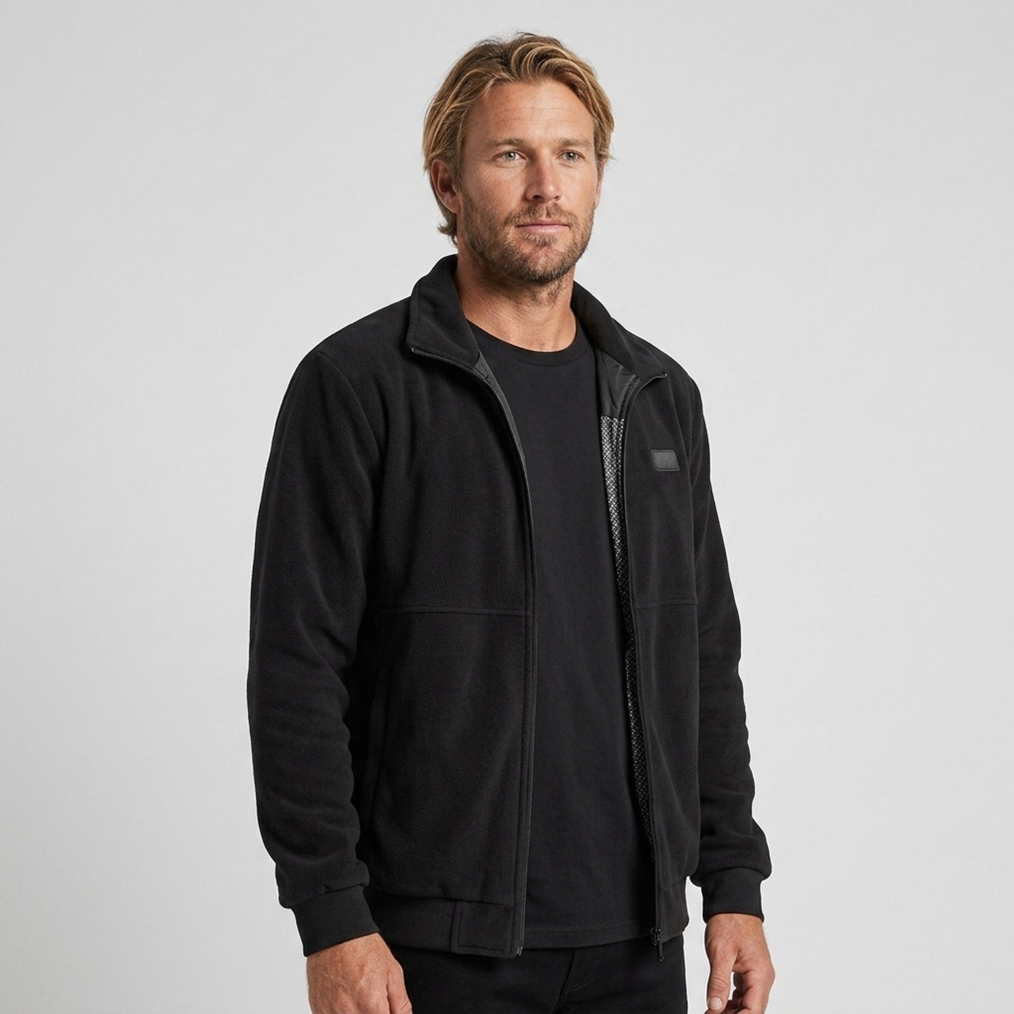Men's Heated Fleece Jacket With Stand Collar Full Zip Seals In Heat And Blocks Wind - Image 3