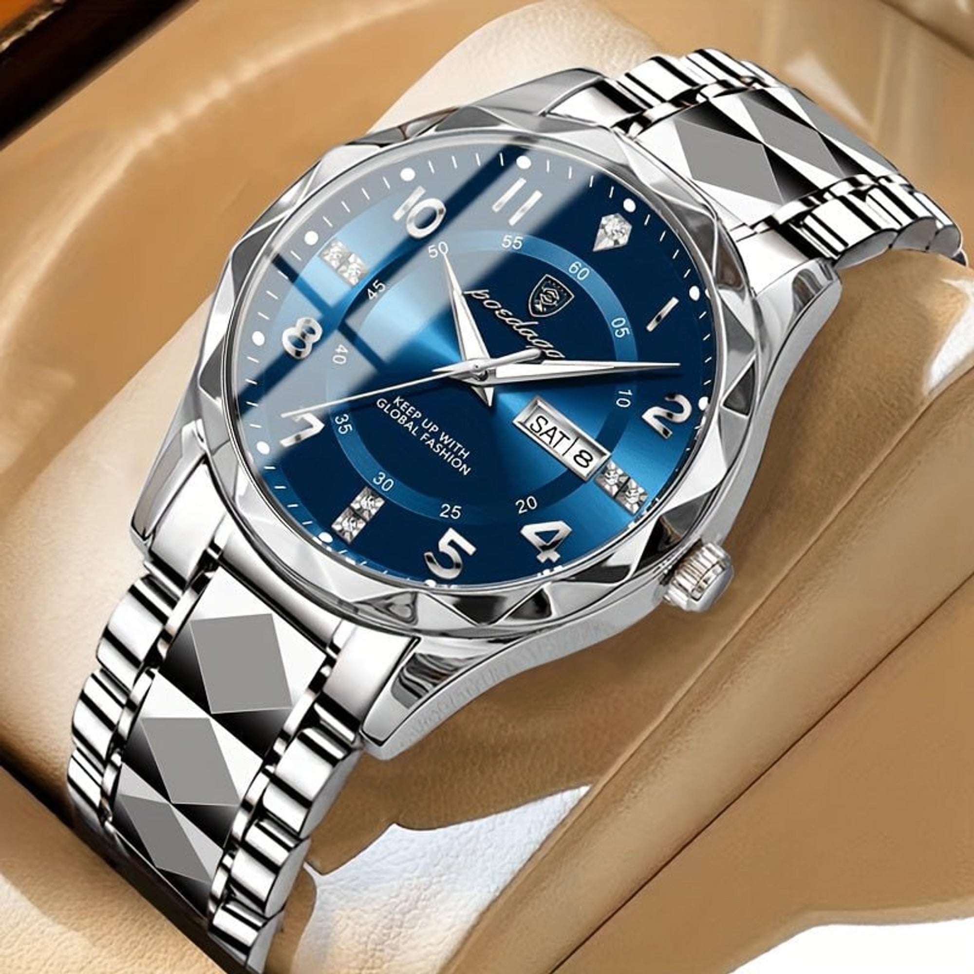 Men's Sports Watch with Secure Chronograph Design and Two-Tone Bracelet - Image 6