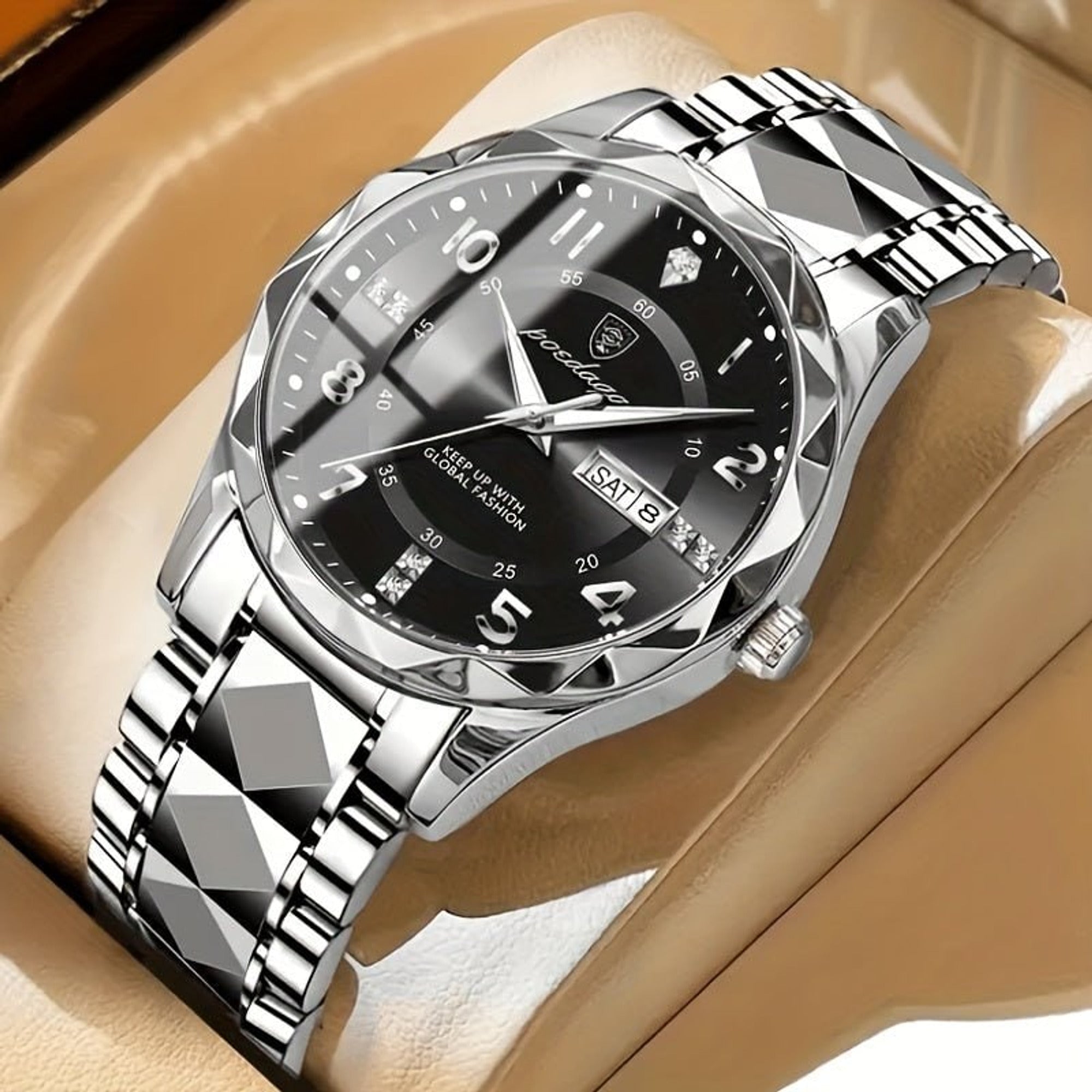 Men's Sports Watch with Secure Chronograph Design and Two-Tone Bracelet - Image 4