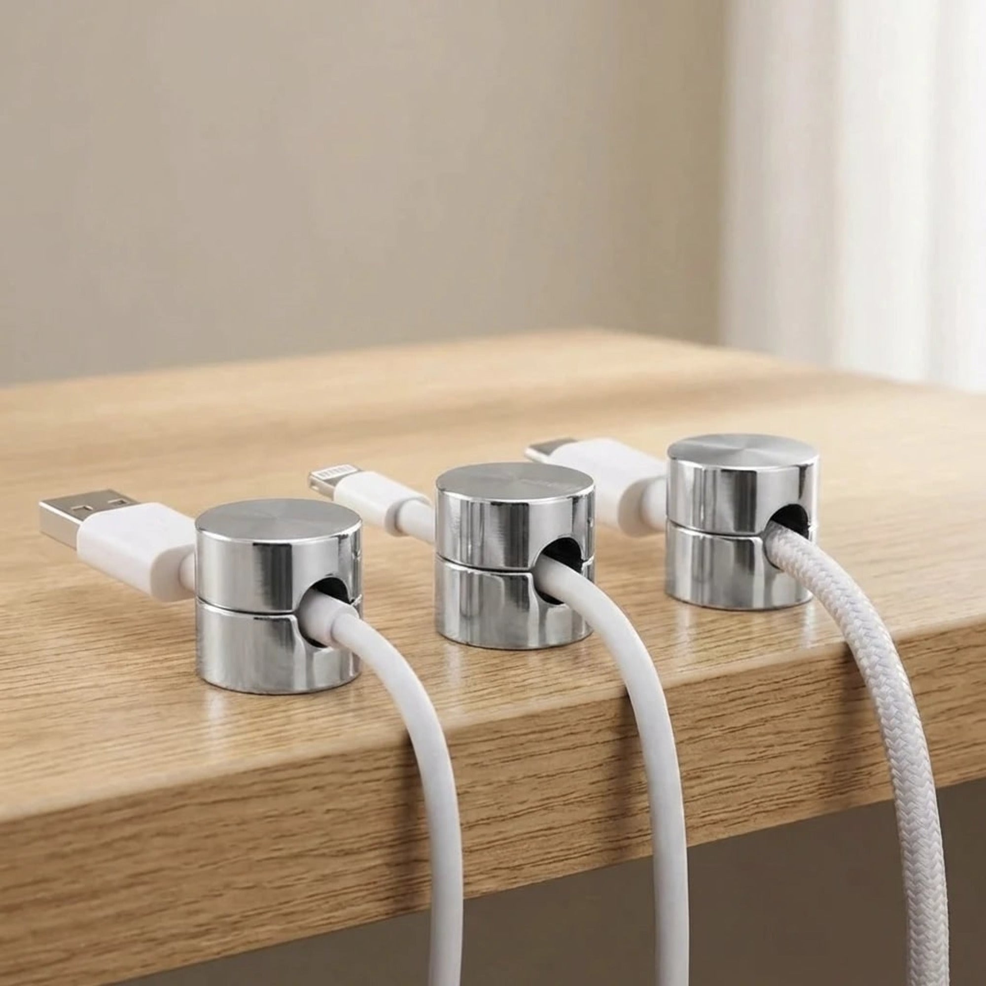 Metal Cable Management Clips Cylindrical Desk Cord Organizer - Image 5