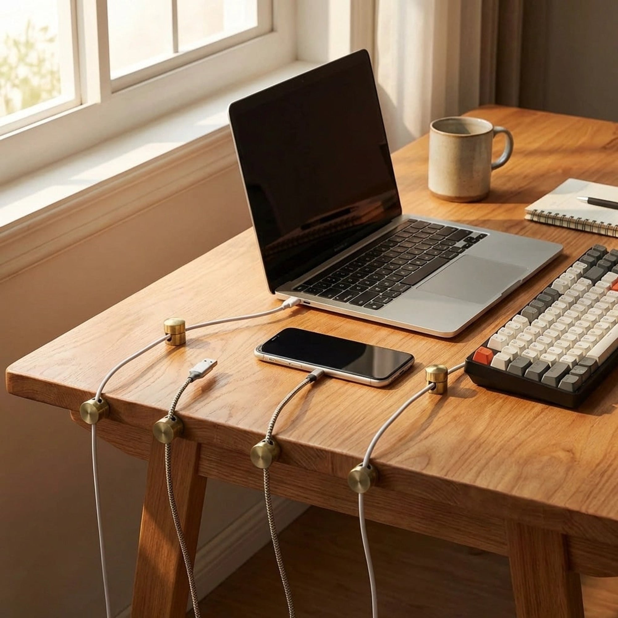 Metal Cable Management Clips Cylindrical Desk Cord Organizer - Image 3