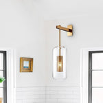 Mid Century Modern Cylinder Sconces With Clear Glass Arm-Mounted Light - Image 1