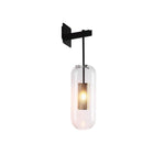 Mid Century Modern Cylinder Sconces With Clear Glass Arm-Mounted Light - Image 4