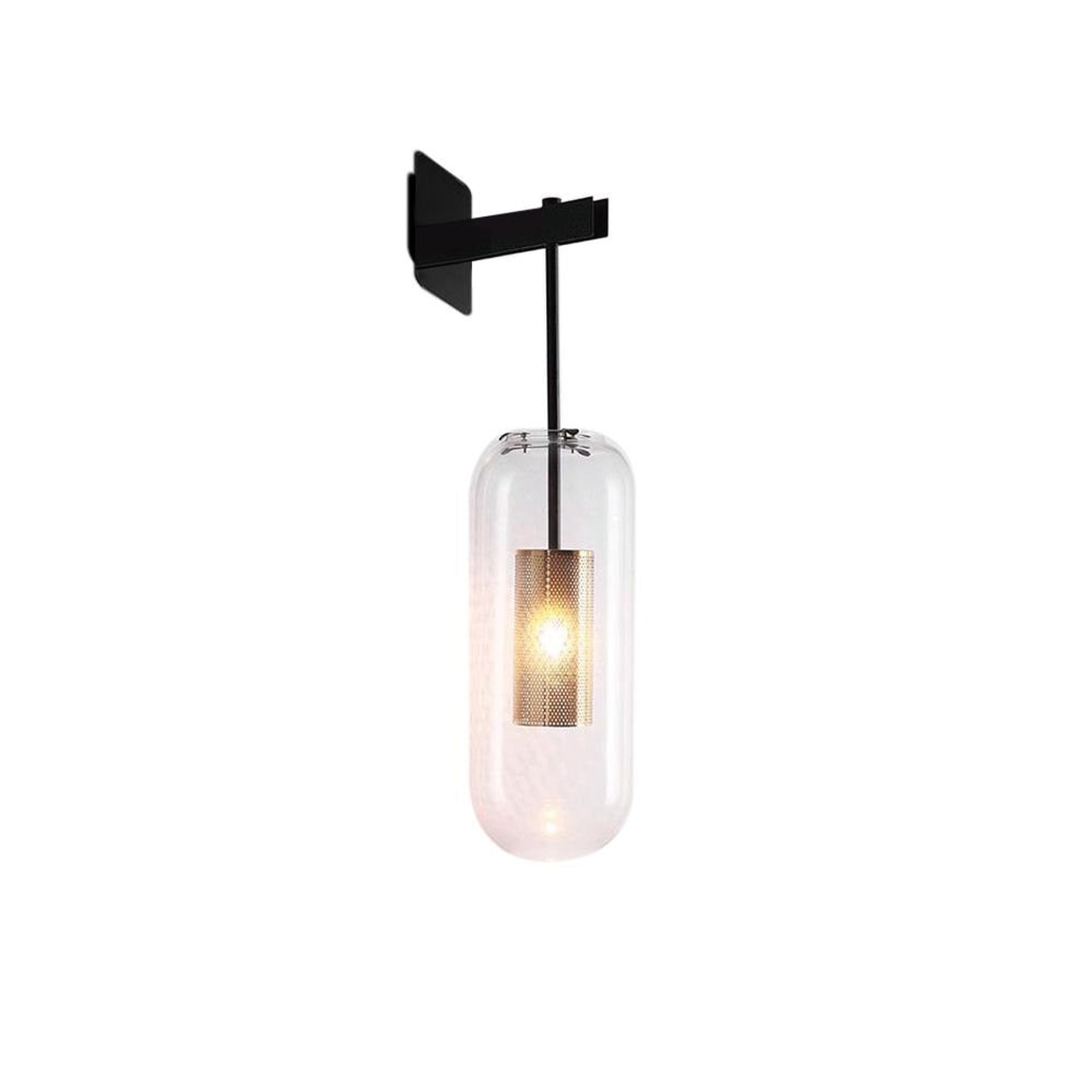 Mid Century Modern Cylinder Sconces With Clear Glass Arm-Mounted Light - Image 4