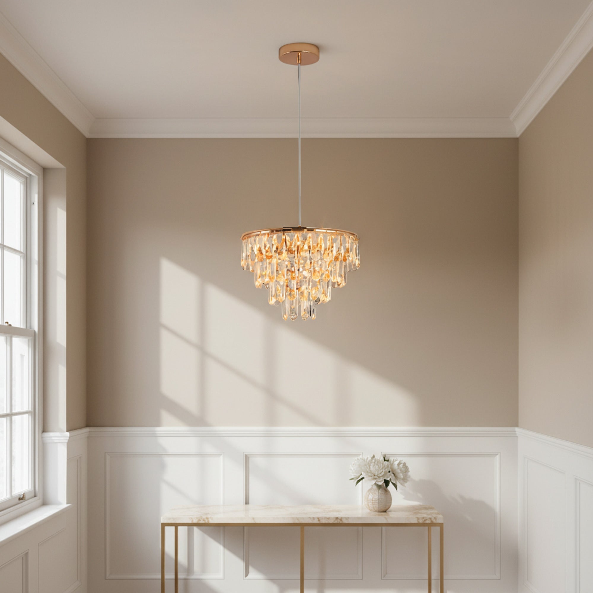 Mini Chandelier Pendant Crystal LED Ceiling Light - Image 1