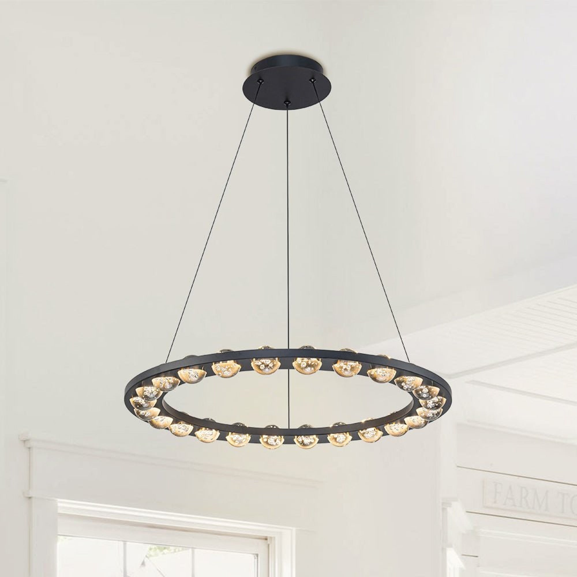 Modern Black Bubble Glass Circle LED Chandelier - Image 2