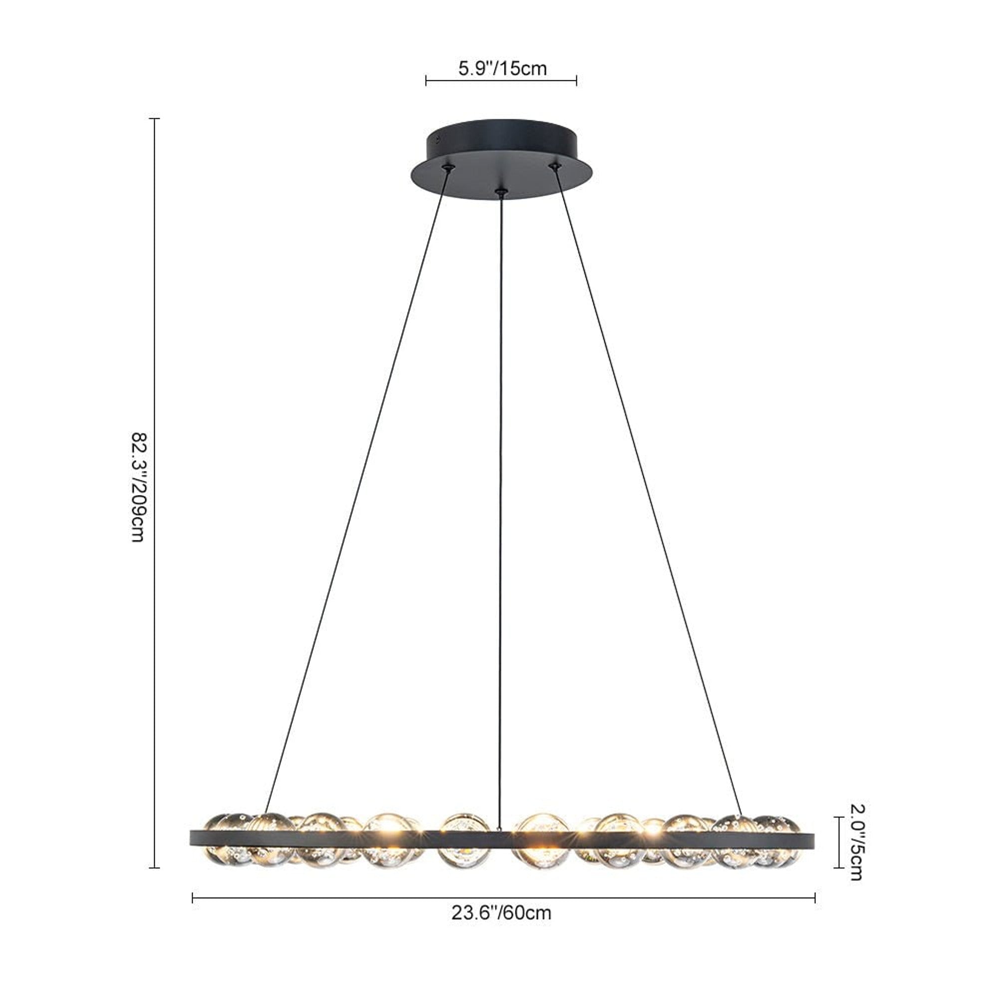 Modern Black Bubble Glass Circle LED Chandelier - Image 3