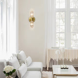 Modern Textured Glass Cylinder Sconces With Brass Up And Down Light - Image 1