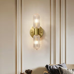Modern Textured Glass Cylinder Sconces With Brass Up And Down Light - Image 2