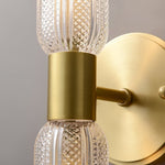 Modern Textured Glass Cylinder Sconces With Brass Up And Down Light - Image 8