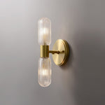 Modern Textured Glass Cylinder Sconces With Brass Up And Down Light - Image 7