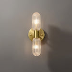 Modern Textured Glass Cylinder Sconces With Brass Up And Down Light - Image 6