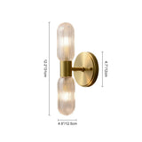 Modern Textured Glass Cylinder Sconces With Brass Up And Down Light - Image 10
