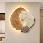 Modern Wall Clock Large Abstract Multi-Panel Earth Tones Gold Accents - Image 1