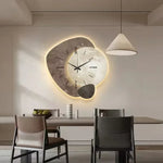 Modern Wall Clock Large Abstract Multi-Panel Earth Tones Gold Accents - Image 4