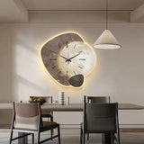 Modern Wall Clock Large Abstract Multi-Panel Earth Tones Gold Accents - Image 4
