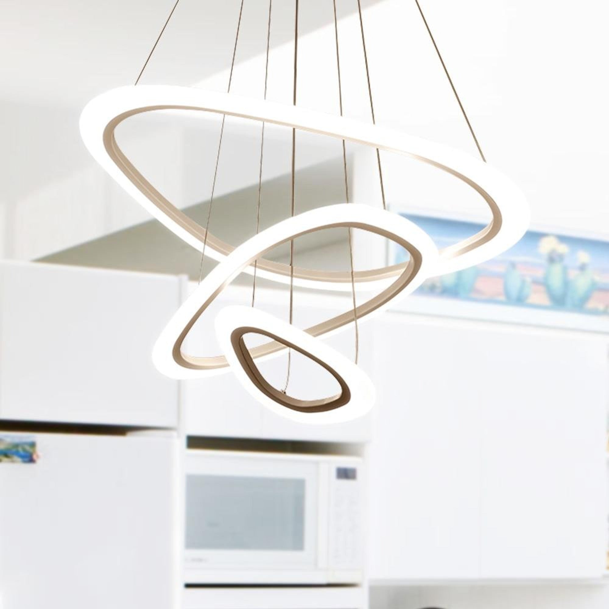 Modern White Ring LED Chandelier - Image 3