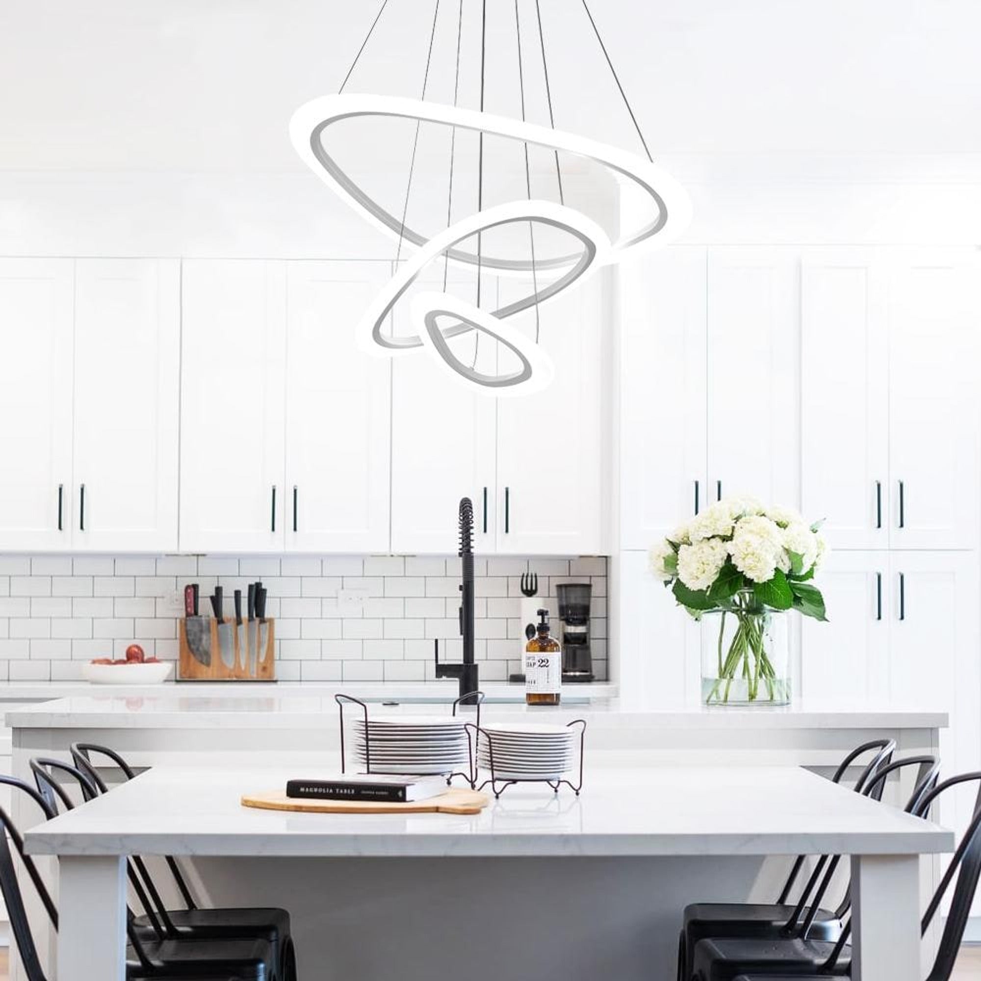Modern White Ring LED Chandelier - Image 4