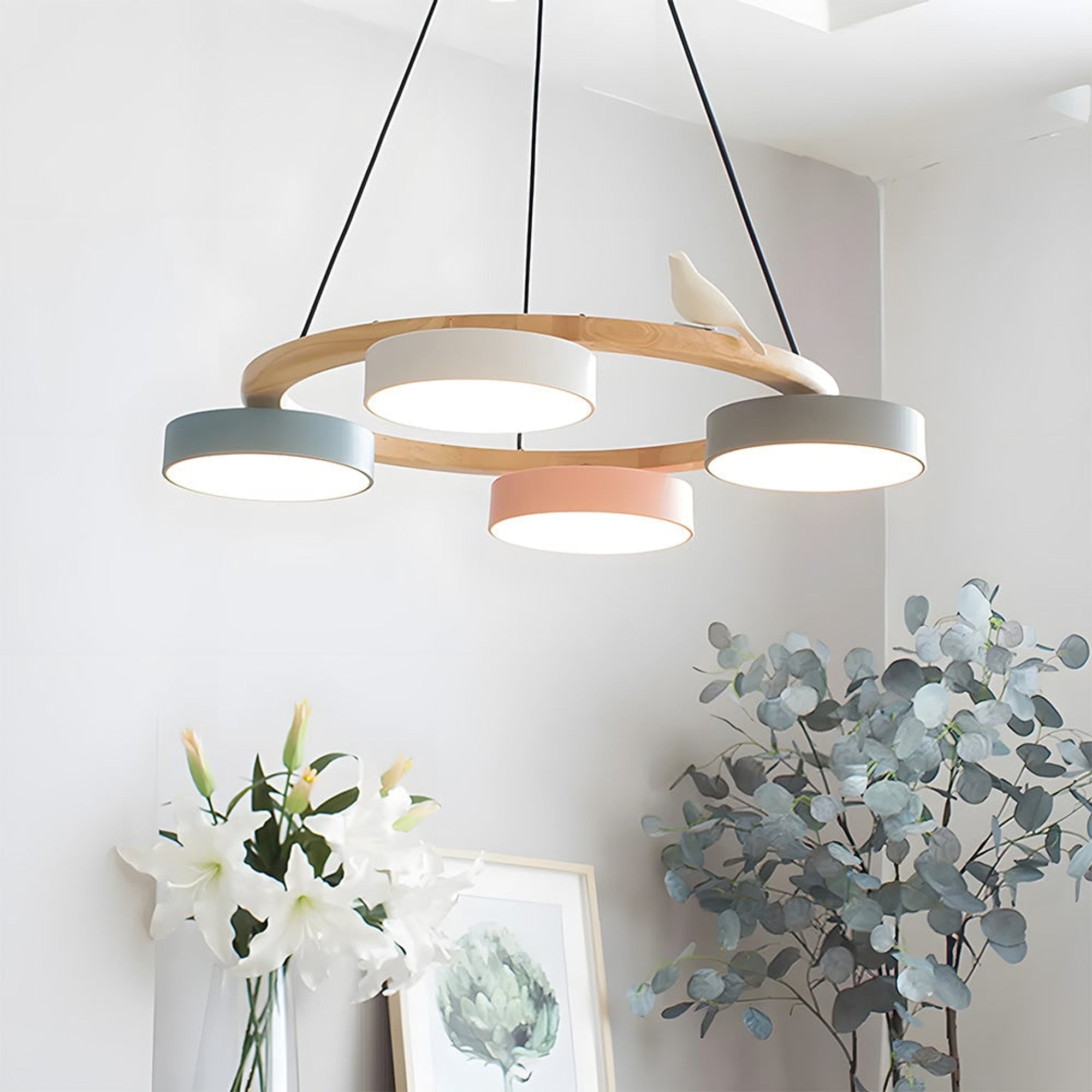 Modern Wood Bird LED Chandeliers - Image 1