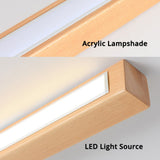 Modern Wooden LED Chandeliers Linear Ceiling Light With Acrylic Shade - Image 10