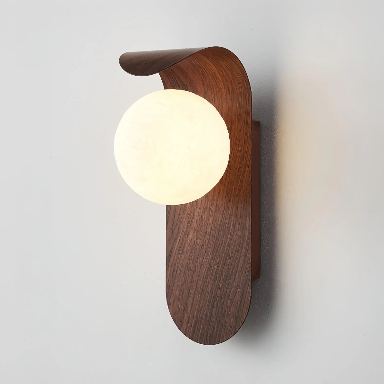 Modern Wooden Wall Mounted Globe Sconces With Glass Diffuser - Image 2