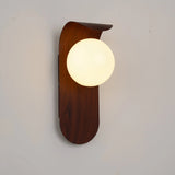 Modern Wooden Wall Mounted Globe Sconces With Glass Diffuser - Image 3