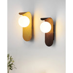 Modern Wooden Wall Mounted Globe Sconces With Glass Diffuser - Image 6