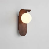 Modern Wooden Wall Mounted Globe Sconces With Glass Diffuser - Image 1