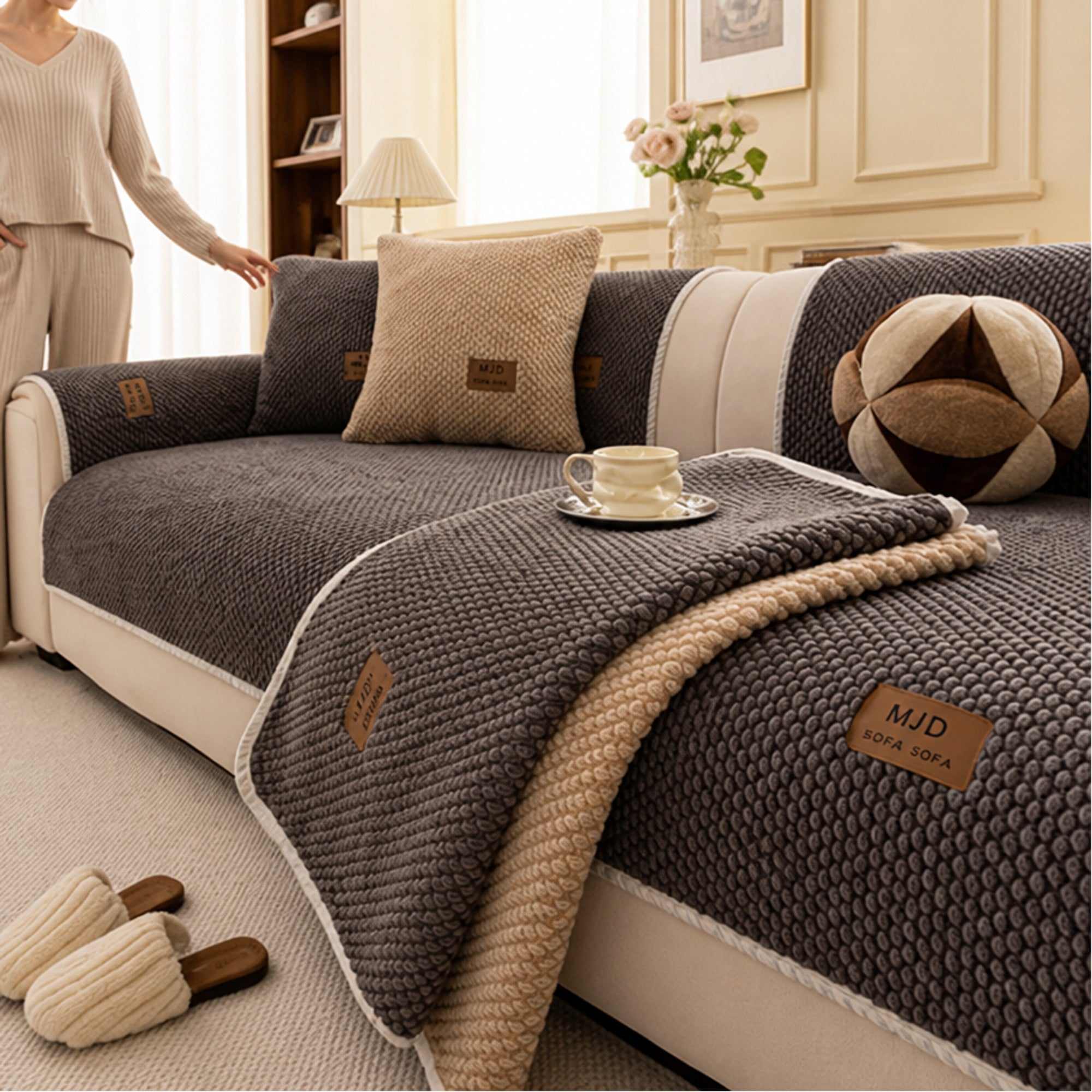 Modular Sofa Cover With Chenille Texture And Anti-Slip Dots - Image 8