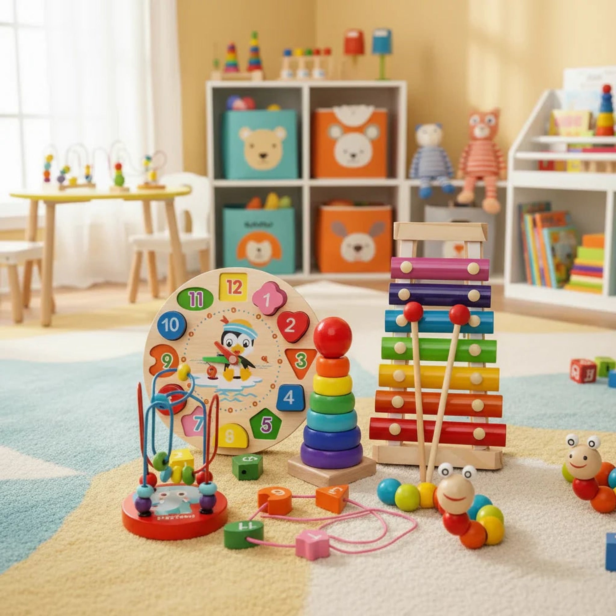 Montessori 5-in-1 Wooden Activity Set For Babies - Image 1