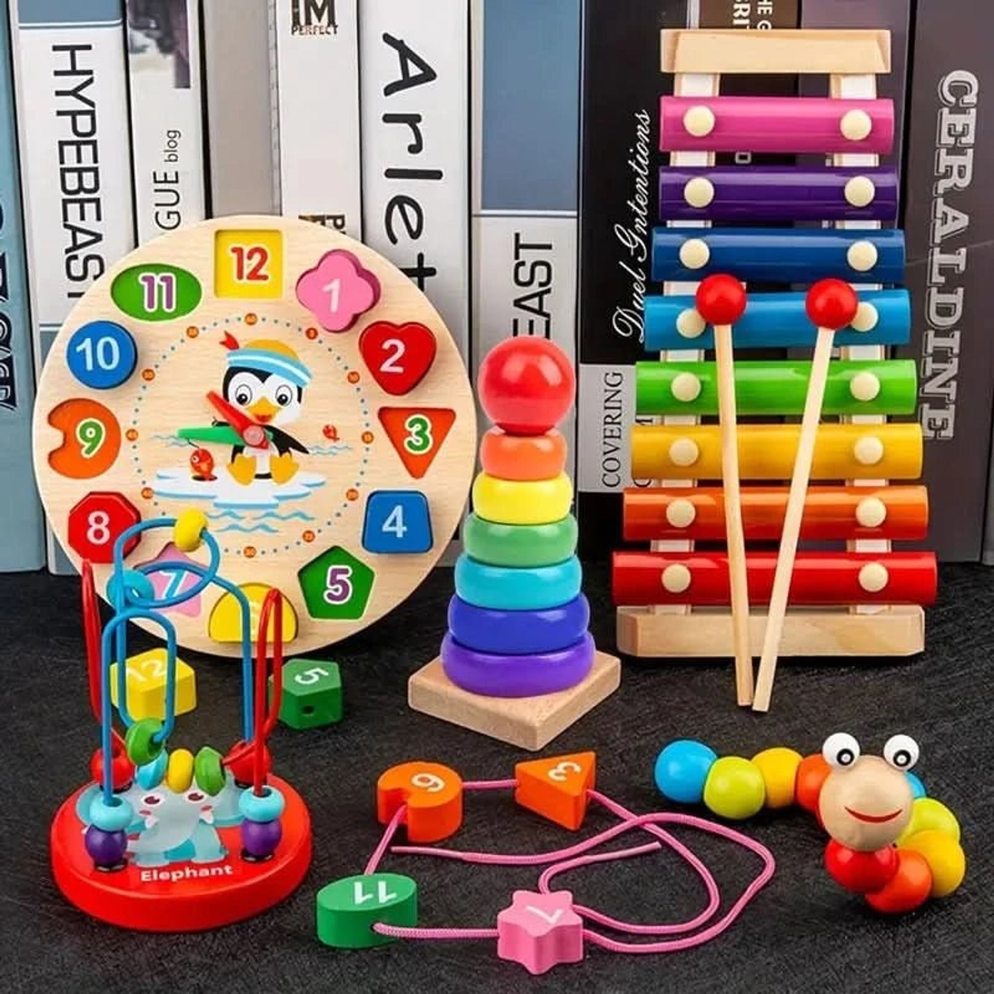Montessori 5-in-1 Wooden Activity Set For Babies - Image 2