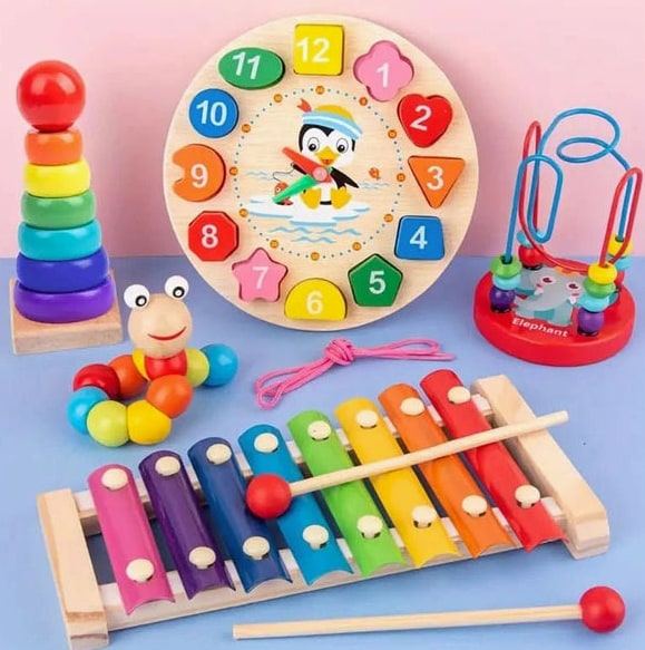 Montessori 5-in-1 Wooden Activity Set For Babies - Image 7