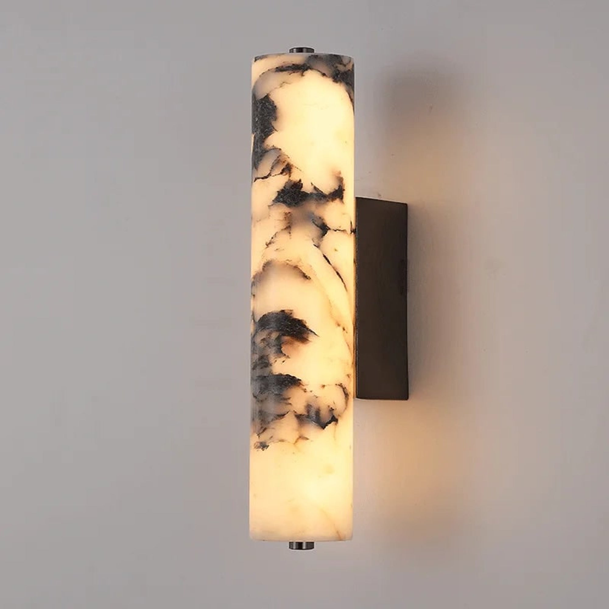 Natural Marble Wall Lights With Cylindrical Shades - Image 1