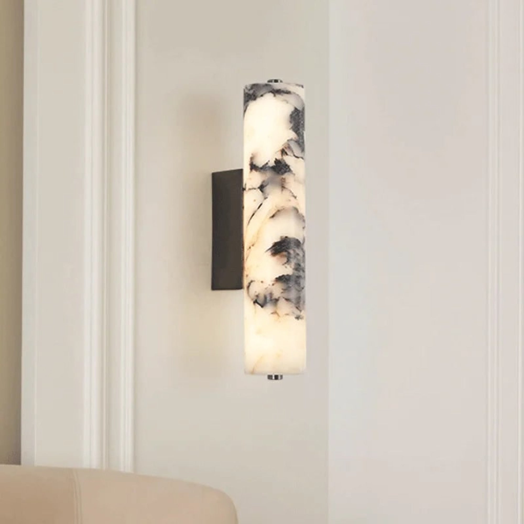 Natural Marble Wall Lights With Cylindrical Shades - Image 2