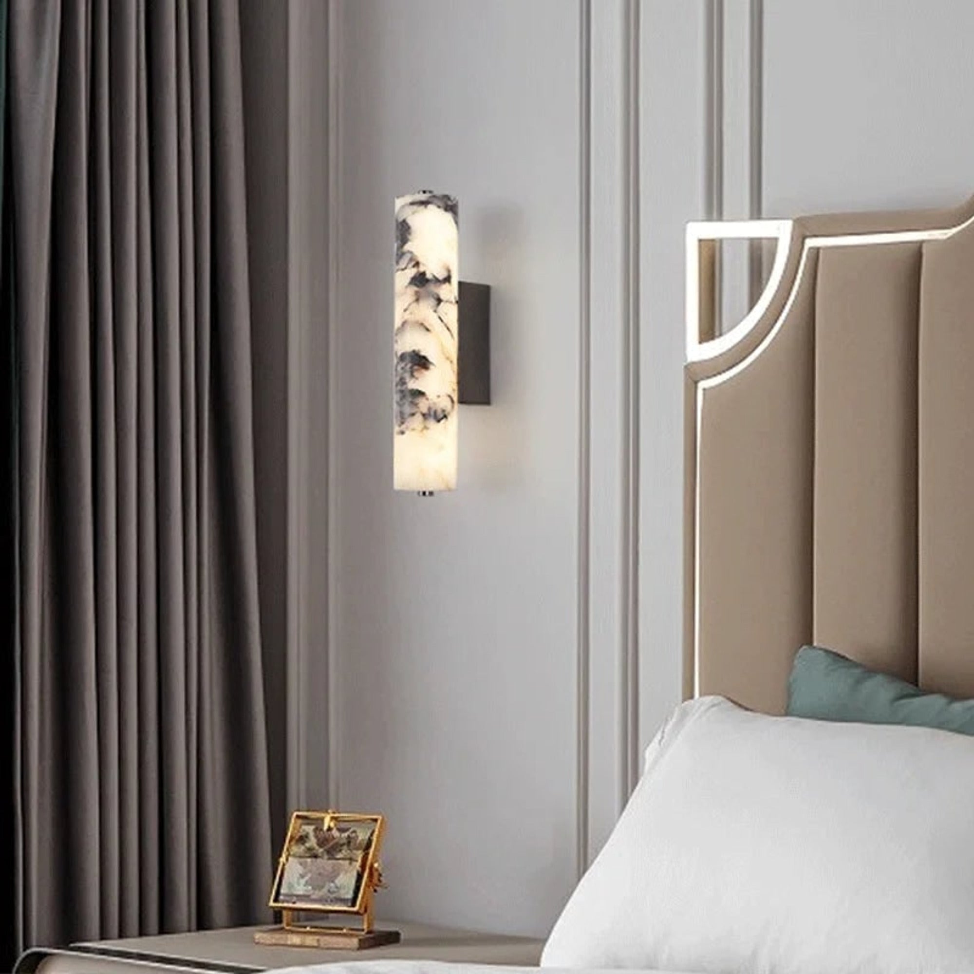 Natural Marble Wall Lights With Cylindrical Shades - Image 3
