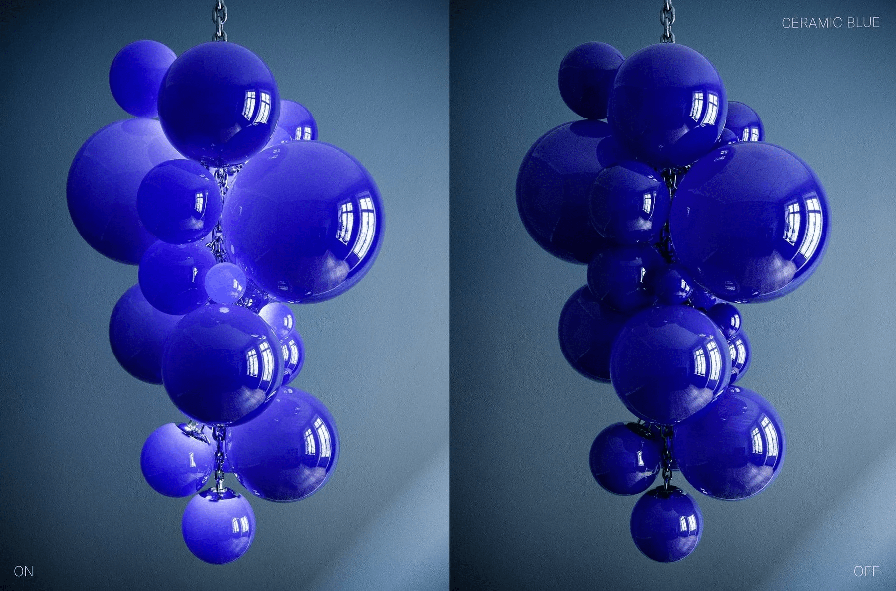 Neo Deco Chandeliers With Cobalt Glass Spheres - Image 12