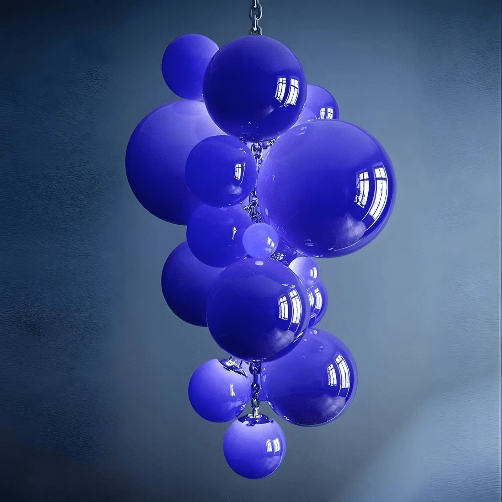 Neo Deco Chandeliers With Cobalt Glass Spheres - Image 16