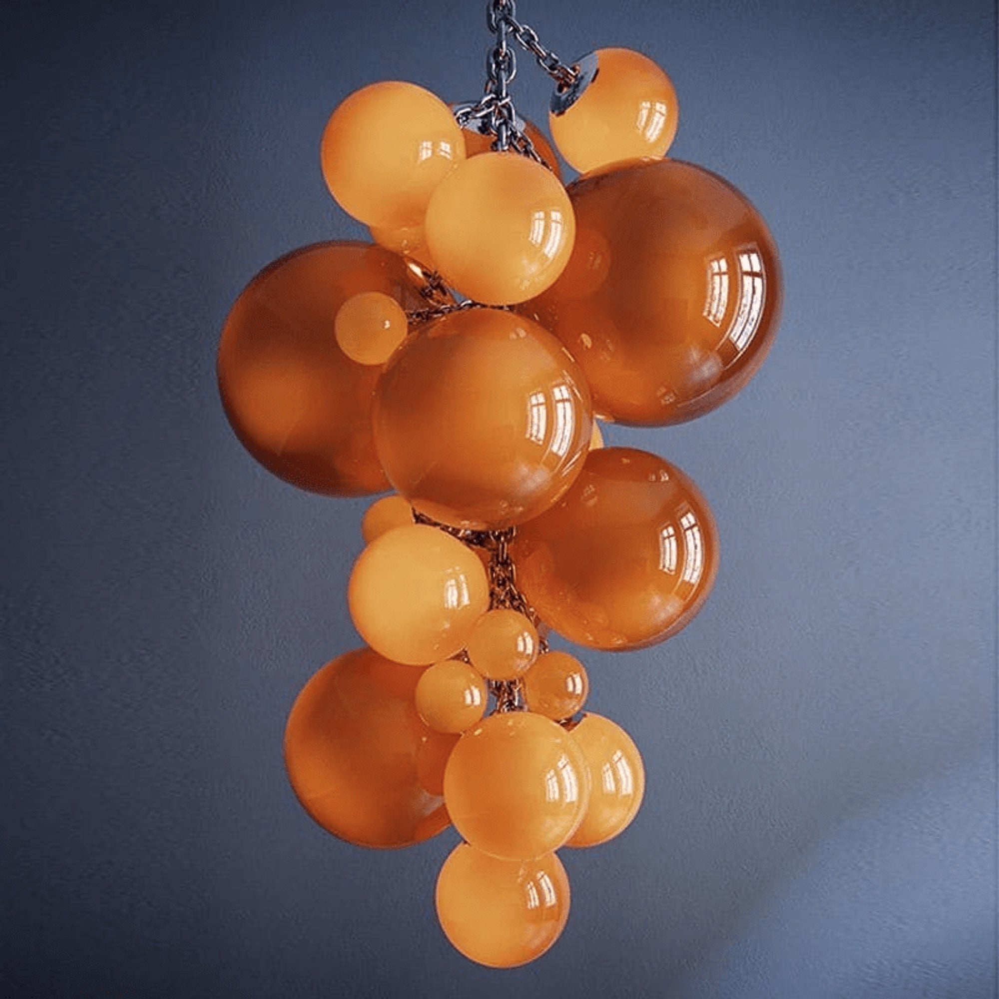 Neo Deco Chandeliers With Cobalt Glass Spheres - Image 2